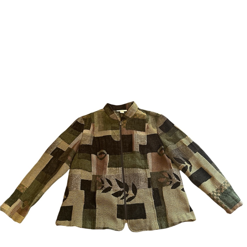 Dressbarn green/olive/black zip up jacket size large